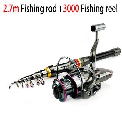 1.8-3.6m Carbon Fiber Fishing Rod and Reel Set, Super Hard Telescopic Rod, Spinning Reel Kit, Maximum Weight Capacity 3-8kg, Fishing Tackle, Reel, Parallel Import