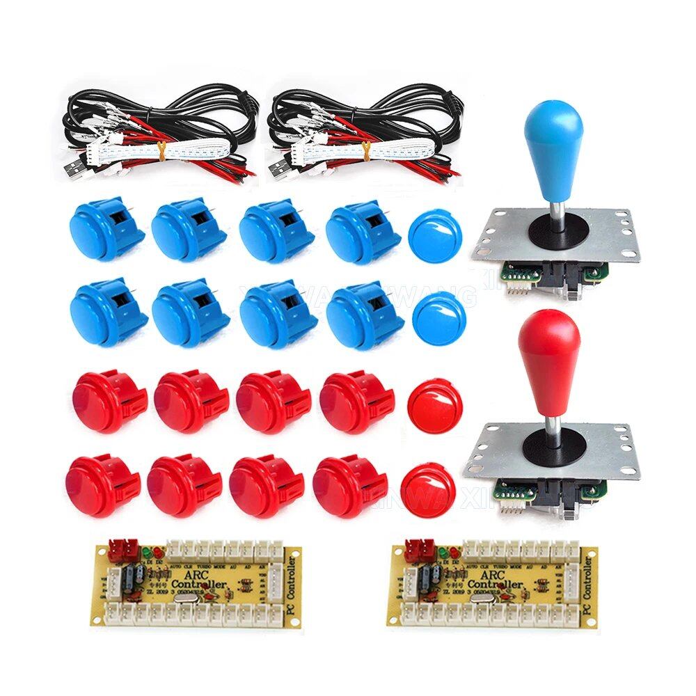 SANWA 8-Way Joystick, Zero Delay USB Controller, DIY Game Arcade Joystick Kit with 24/30mm Push Buttons, for PC and Raspberry Pi, Color: Imported