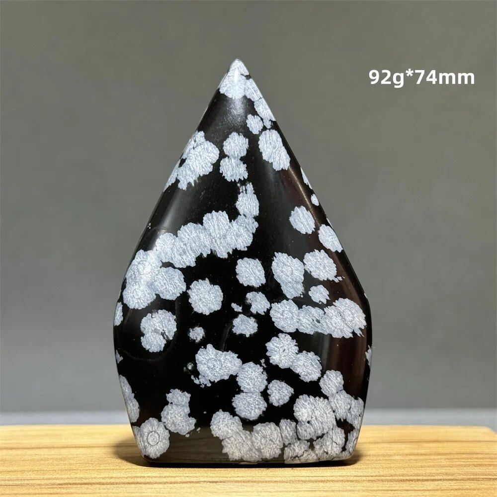 Snowflake Obsidian Freeform Ornament with Natural Quartz, Reiki, Meditation, Healing, Witchcraft, Energy Decoration, Home Gift, Color: Parallel Import