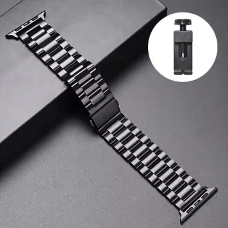 Stainless steel metal band bracelet for Apple Watch Ultra 2/Series 10, 9, 8, 7, 6, 5, and 4 (38/40/41/42/44/45/46/49mm) Band Color: mm Parallel Import