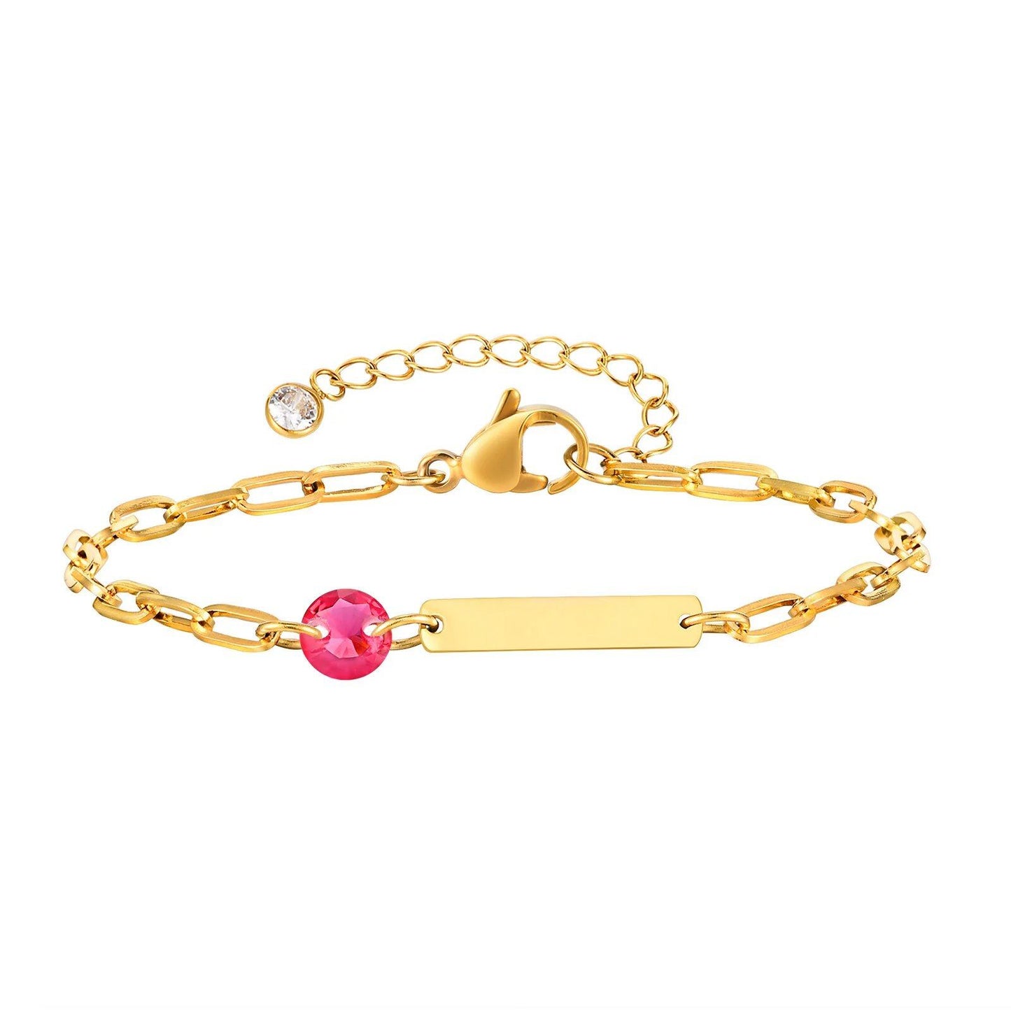 Vnox Zodiac Birthstone Bracelet for Women and Girls, Stainless Steel Rectangular Chain Bracelet with Personalization, Birthday Gift, Metal Color: BR-2085, Parallel Import