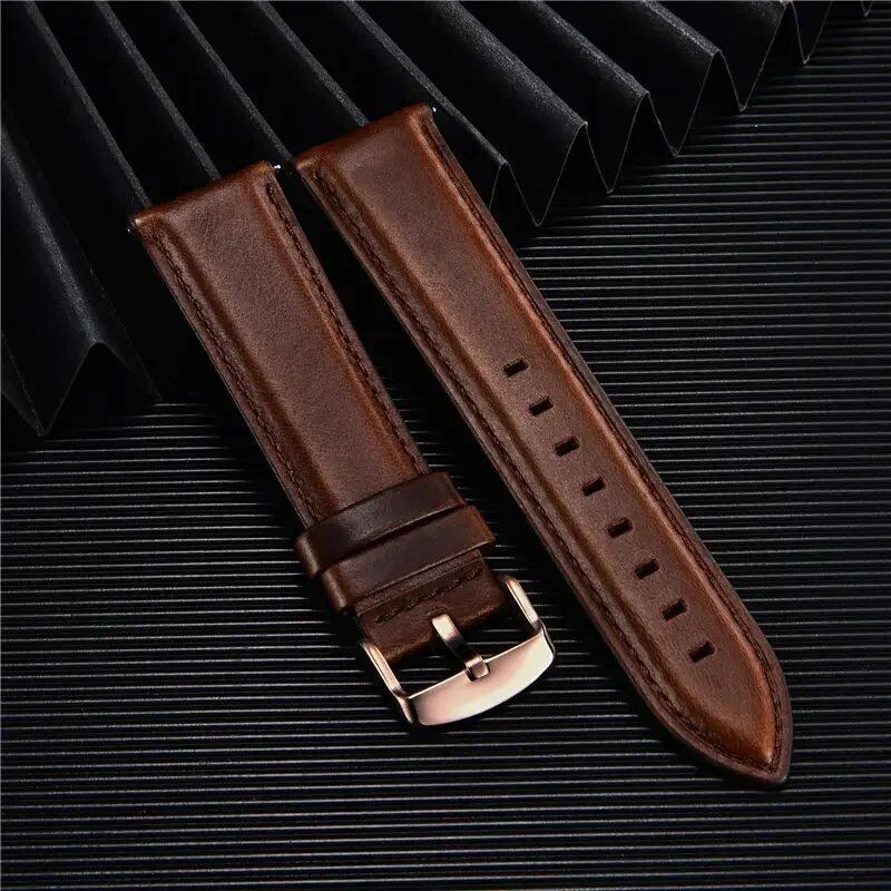 Quick Release Leather Watch Band, 18mm, 20mm, 22mm, Business Watch Strap, Black, Brown, Soft Bracelet, Watch Accessories, Band Color: mm, Parallel Import