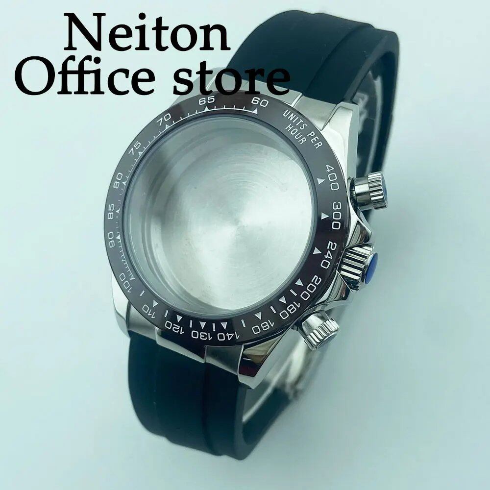 NEITON VK63 Watch Case, Stainless Steel with Sapphire Crystal, Waterproof, Compatible with Seiko Movement VK63A, Parallel Import