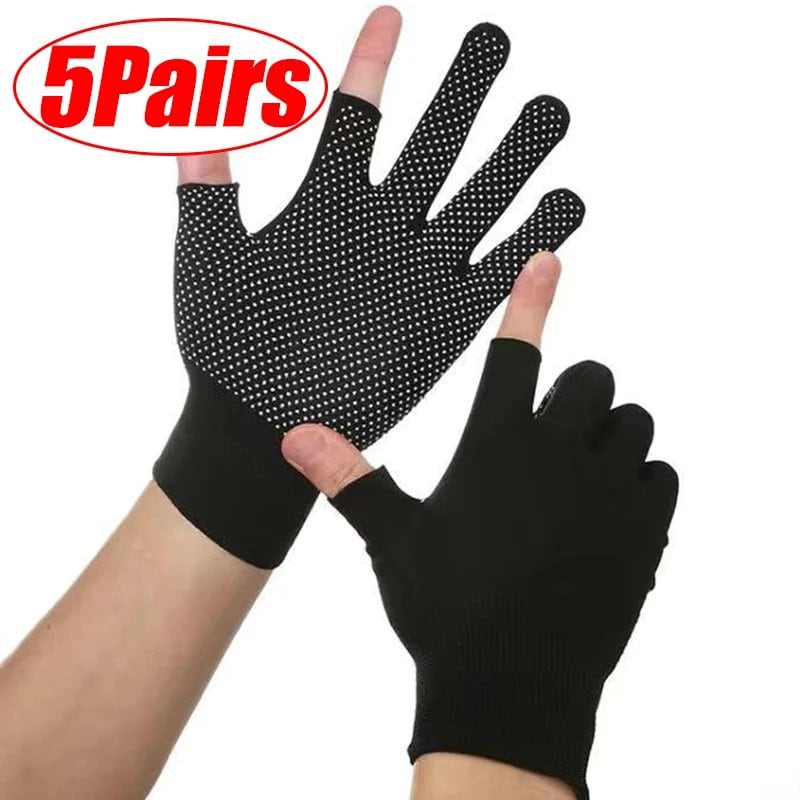1/5/10 Pairs of Non-Slip Touchscreen Compatible Half-Finger Nylon Cycling Gloves for Summer, Outdoor Fitness, Breathable, Imported