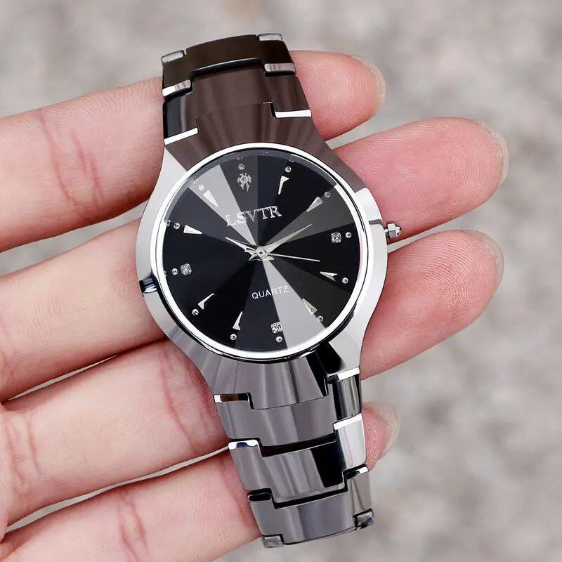 YIKAZE Business Quartz Watch, Waterproof, Stainless Steel, Luxury, Calendar, Date Function, Couple's Watch, Color: Parallel Import