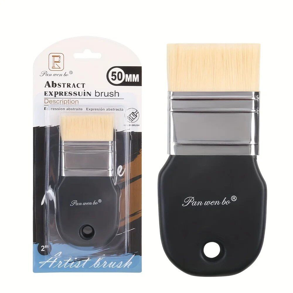 1/3" Board Brush, Nylon Paintbrush, Wooden Paint Brush for Gouache, Watercolor, Oil, Acrylic, Wall Painting, Art Supplies, Parallel Import