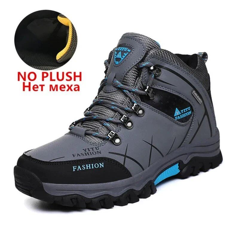 Men's brand-name winter snow boots, waterproof leather sneakers, ultra-warm, outdoor hiking boots, and work shoes, sizes 39-47, parallel import