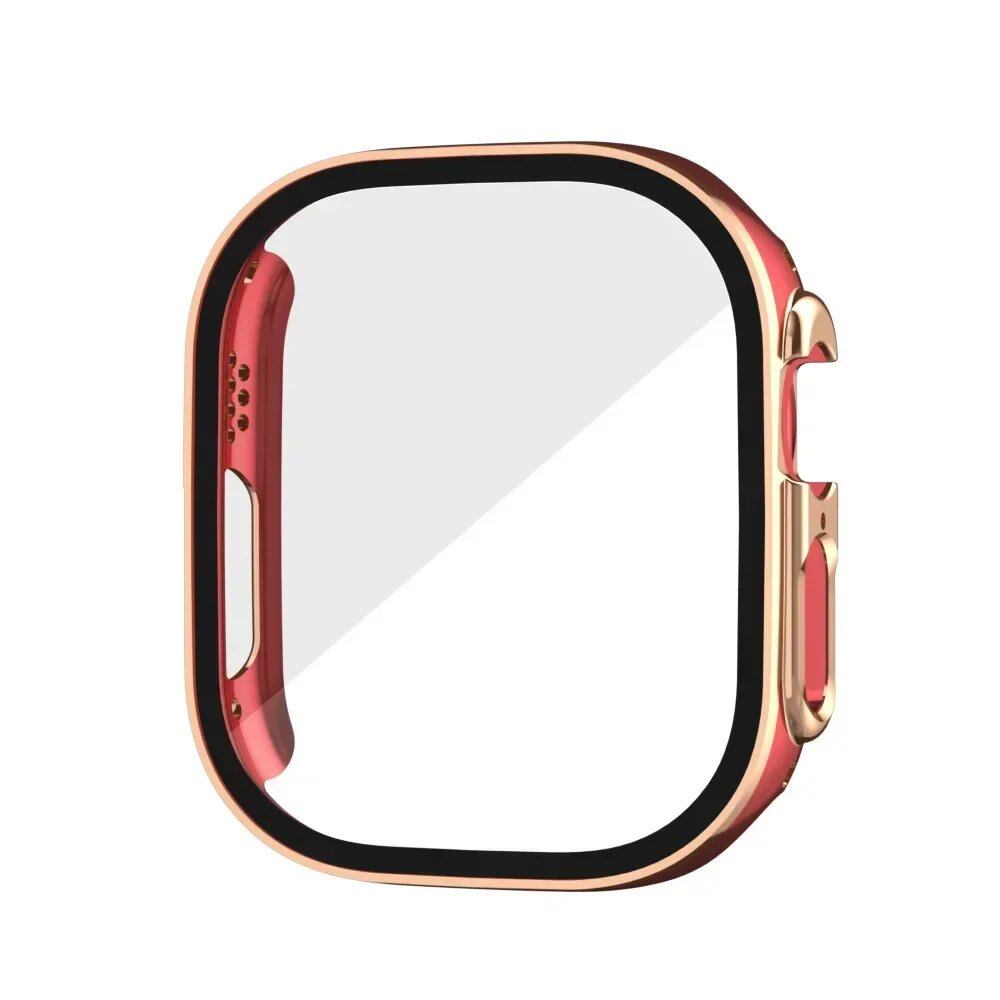 Tempered Glass Case for Apple Watch Ultra 2 (49mm), Screen Protector Frame Cover, Compatible with iWatch Ultra 49mm, Tempered Glass Protection, 49mm Accessories, Color: Black; Shipped from: Parallel Import