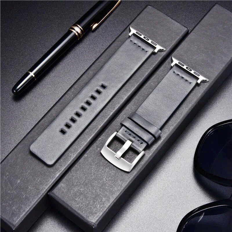 Simple Genuine Leather Strap for Apple Watch Series 8/7/6/SE/5/4/3, 38/40/41mm, 42/44/45mm, Band Color: mm, Parallel Import