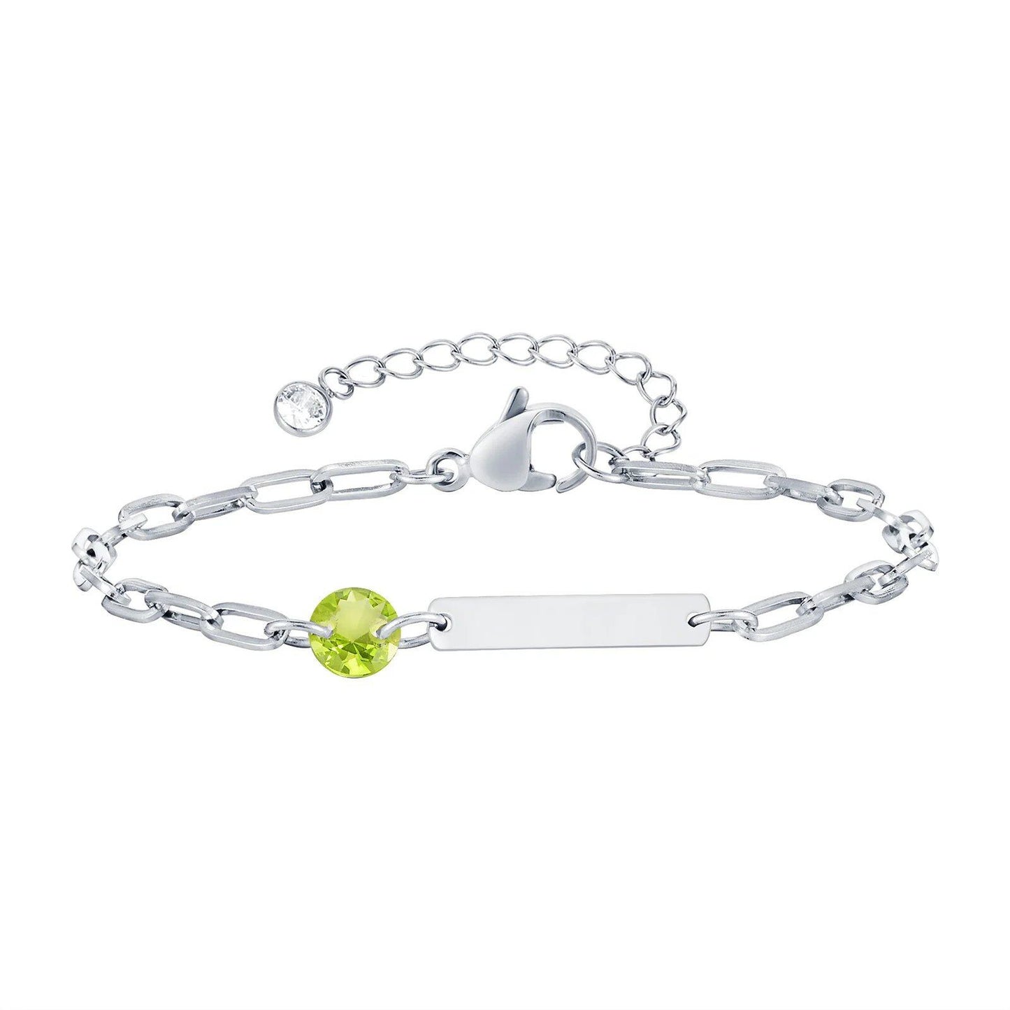Vnox Zodiac Birthstone Bracelet for Women and Girls, Stainless Steel Rectangular Chain Bracelet with Personalization, Birthday Gift, Metal Color: BR-2085, Parallel Import