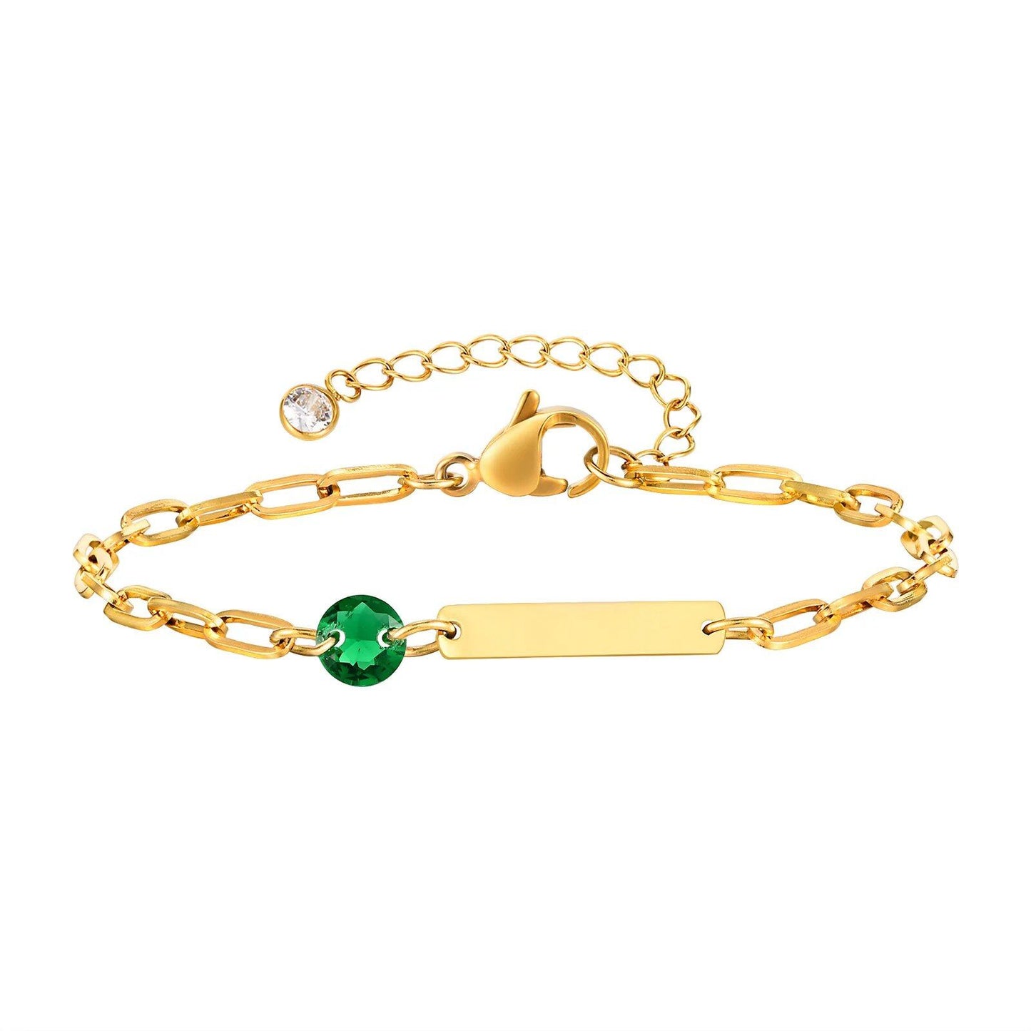 Vnox Zodiac Birthstone Bracelet for Women and Girls, Stainless Steel Rectangular Chain Bracelet with Personalization, Birthday Gift, Metal Color: BR-2085, Parallel Import
