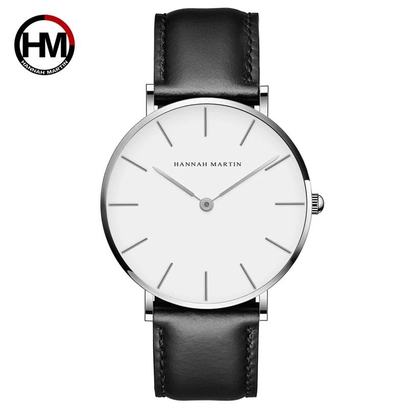 High-quality rose gold dial leather waterproof watch for men and women, dress fashion, Japanese quartz movement, color C, parallel import