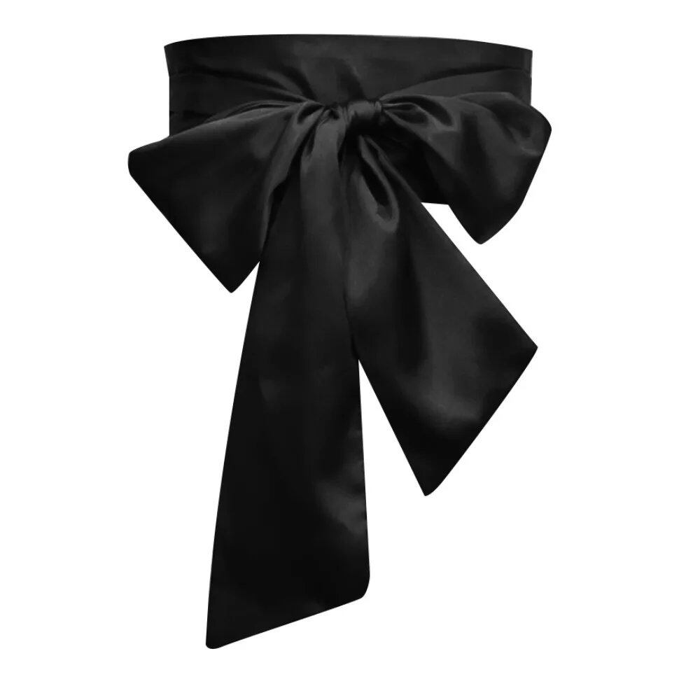 Wide Satin Silk Bow Corset Waist Belt, DIY Ribbon Decorative Waist Cover for Women, Bridal Garter, Parallel Import