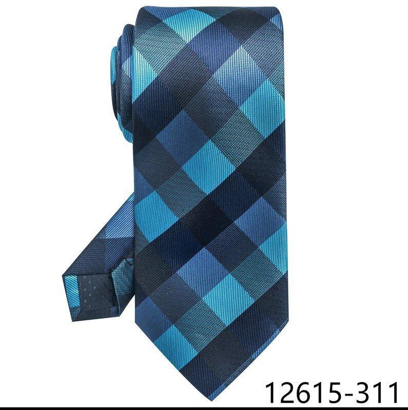 Classic Gray Check 8cm Silk Tie for Men, Perfect for Suits, Weddings, Business, Work, Birthdays, and More. Parallel Import.