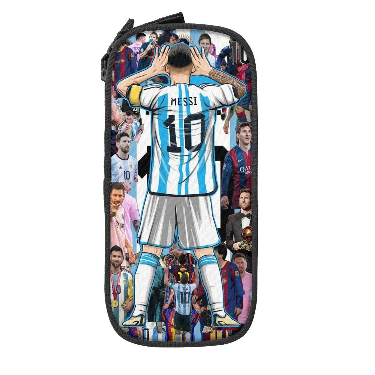 Soccer Messi Pencil Case, Large Capacity, Student Pencil Case, Stationery, School Supplies, Makeup Pouch, Size: L; Parallel Import