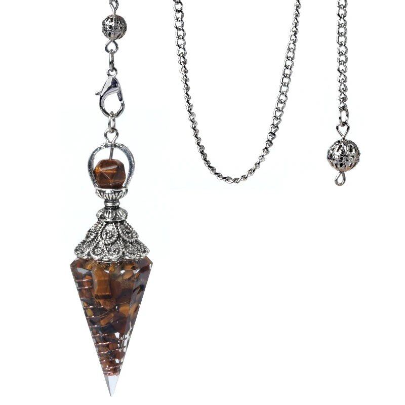 1 Orgone Pendulum for Energy Healing, Chakra Divination, with Tip, Natural Crystal Stone Chip Bead Pendant, Yoga, Meditation Pendant; Product Diameter: 18 x 60mm, Parallel Import