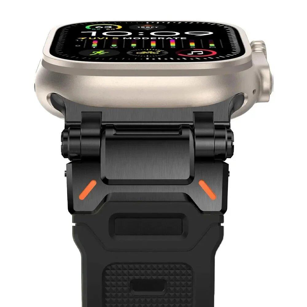 TPU Sport Strap for Apple Watch - Compatible with 10 (46mm), 9 (45mm), and Ultra 2 (49mm). Titanium-colored silicone band for iWatch 8/7/SE/6/5/4 (44mm/42mm). Band Color: mm; Ships from: Parallel Import.