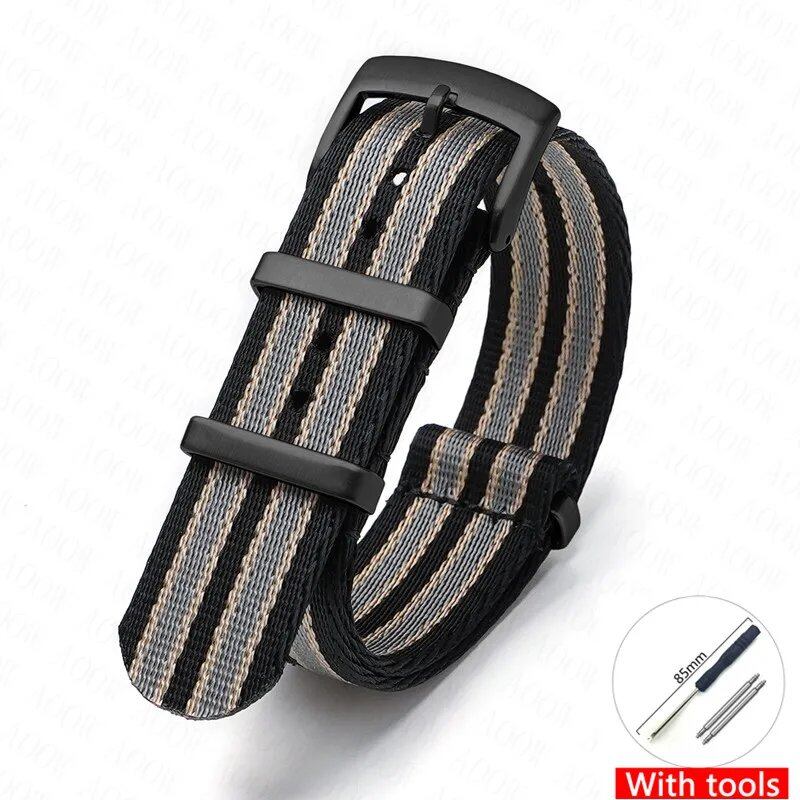 Nylon Strap for Omega Moonwatch, Speedmaster, and Seamaster 300 - Seiko 18mm, 20mm, 22mm, and 24mm Men's Sports Canvas Watch Bracelet, Band Color: mm, Parallel Import