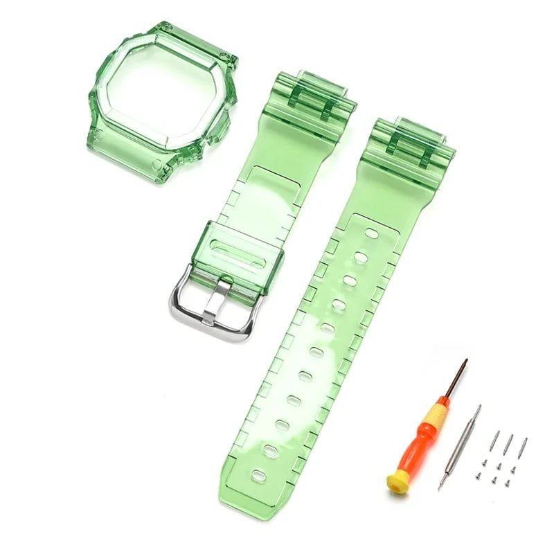 Transparent Rubber Silicone Protective Case Strap Watch Band Bracelet for Casio G-Shock DW-5600, DW-5000, GW-M5610, and GLX-5600, Band Color: 0 Series, Parallel Import
