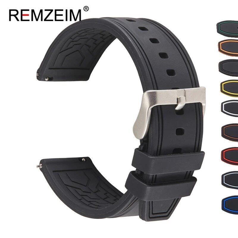 Premium Silicone Watch Band, Quick Release, Rubber, Replacement Watch Strap, Green, 20mm, 22mm, 24mm, Parallel Import