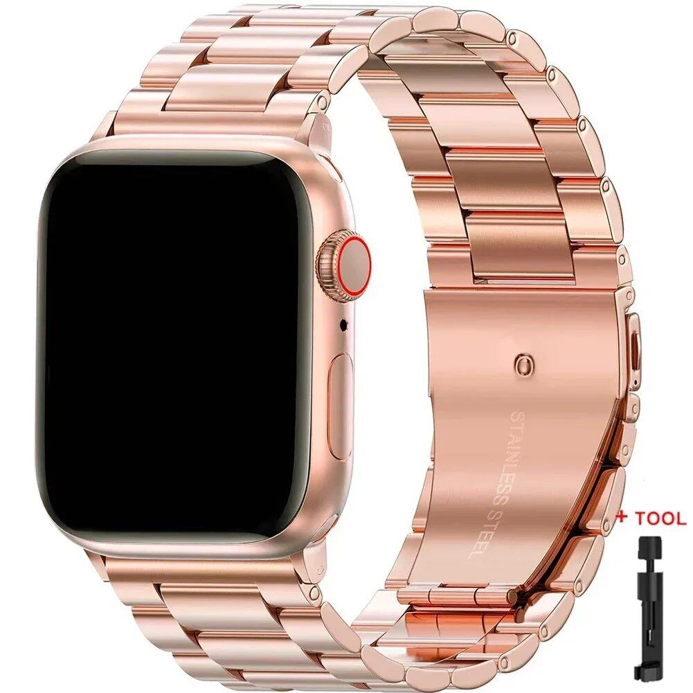 Stainless Steel Metal Band for Apple Watch Ultra 2 (49mm), S10 (46mm), 42mm, 45mm, 41mm, and 44mm - Compatible with iWatch Series 10, 9, 8, 7, SE, 6, 5, 4, and 3. Band Color: Imported