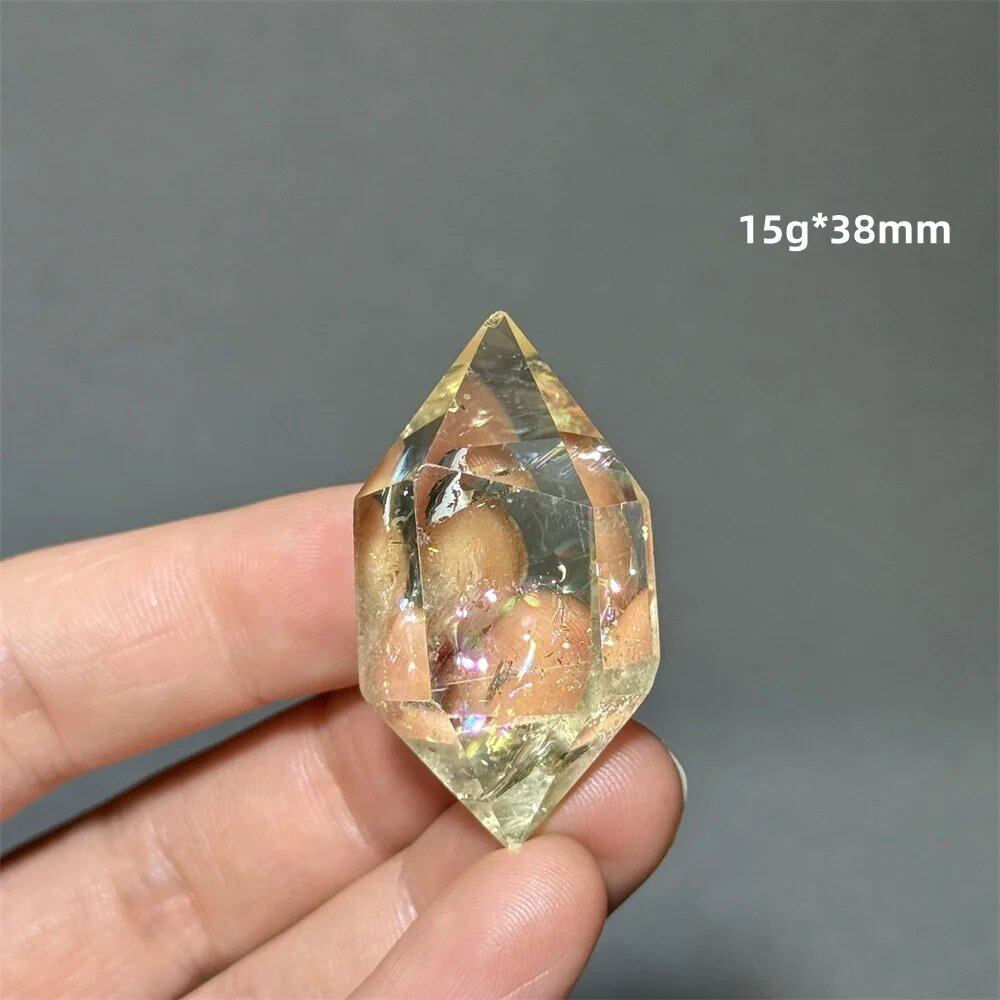 Natural Clear Citrine Double Tip Energy Bar, Reiki Healing Crystal Point, Garden Home Decor, Meditation, Spiritual Color, Parallel Import