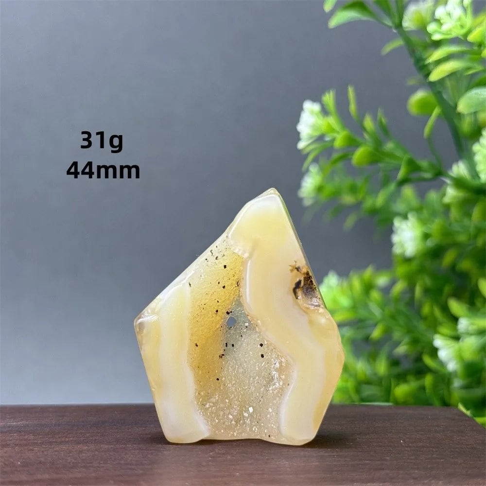 Natural Yellow Agate Geode, Freeform Torch, Mineral Energy, Home Furnishings, Meditation, Aura, Prayer, Altar, Gift, Parallel Import