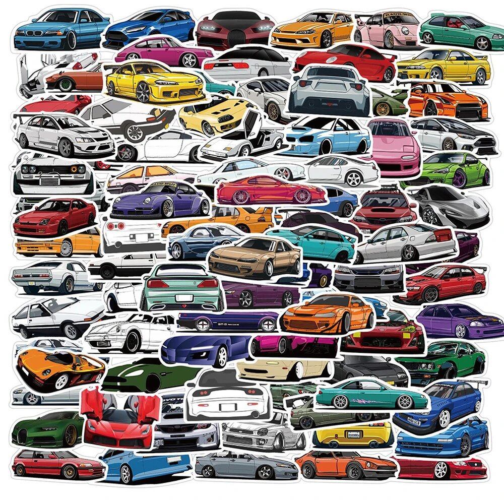 10/50/100枚 レトロフィット レーシング JDM ステッカー 車 バイク ノートパソコン ギター 防水 グラフィティ クール デカール キッズ クラシックトイズ カラー:レーシング 0個入り 並行輸入品