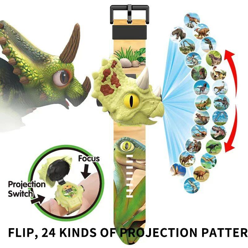 Kids' Dinosaur Watch with 24 Projection Patterns, Tyrannosaurus Projection Cartoon Clock, Kids' Christmas Gift, Color: 3, Parallel Import