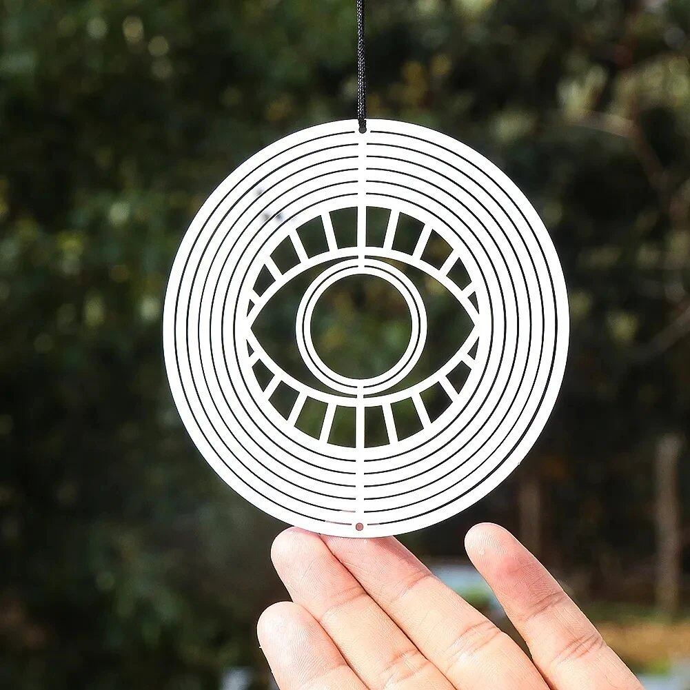 3D フローイング ウィンド スピナー キャッチャー ガーデン用 ステンレス製 ミラーワインドチャイム 彫刻 お守り メディテーション サイズ:シルバーカラー; 並行輸入品