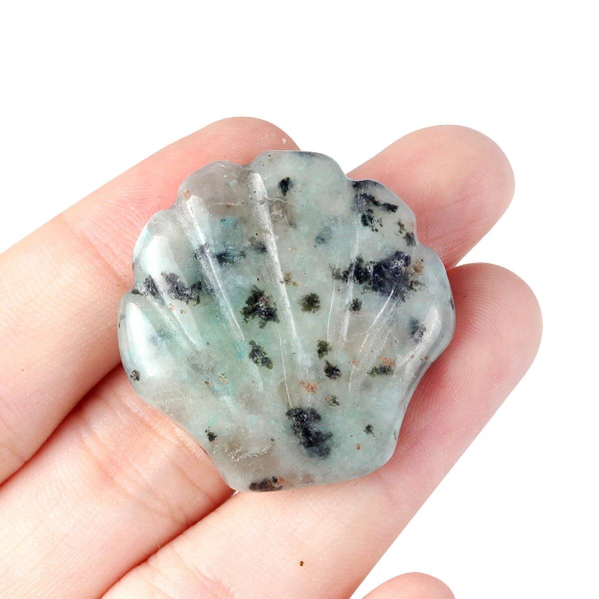 1 Natural Crystal, Sparkling Semi-Precious Shell-Shaped Figurine, Spiritual Healing, Power Stone, Room Decoration, Ornament, Gift, Size: 30mm x 30mm; Parallel Import