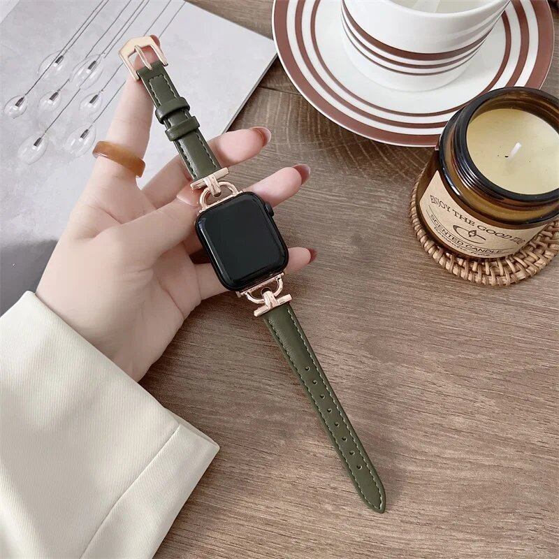 Genuine Apple Watch Leather Strap, Compatible with iWatch Series 8/7/6/SE/5/4/3, 44mm, 41mm, 45mm, 38-42-40mm, Ultra, and 49mm Bands. Parallel Import.