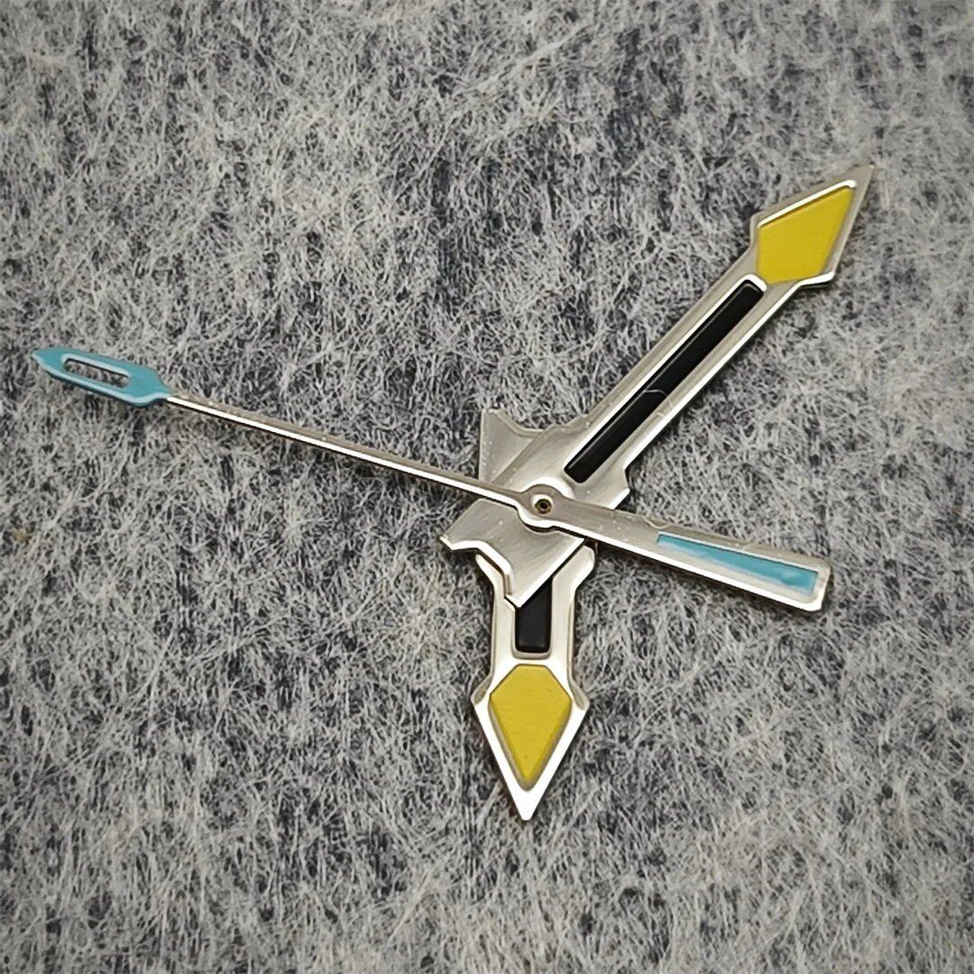 Yellow and Blue Modified Watch Hands for NH35, Mechanical Watch Parts for NH35/36/4R/7S Movements, Parallel Import