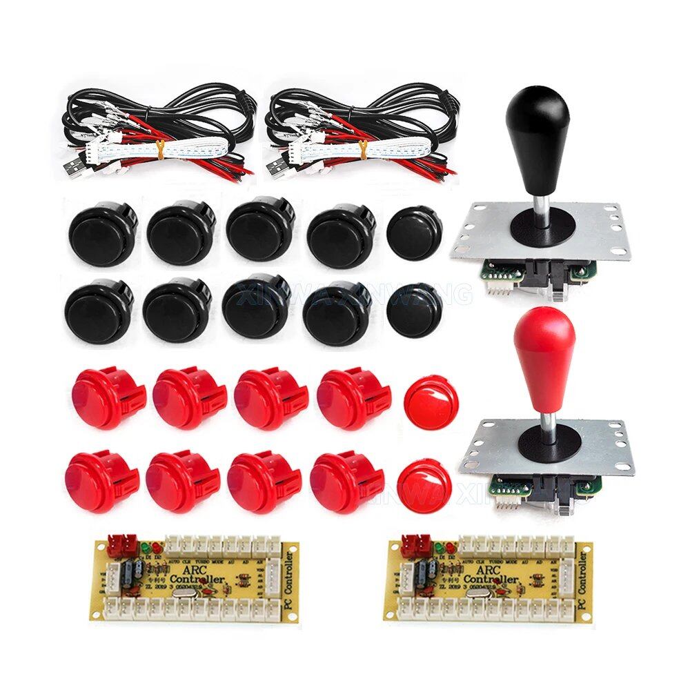 SANWA 8-Way Joystick, Zero Delay USB Controller, DIY Game Arcade Joystick Kit with 24/30mm Push Buttons, for PC and Raspberry Pi, Color: Imported