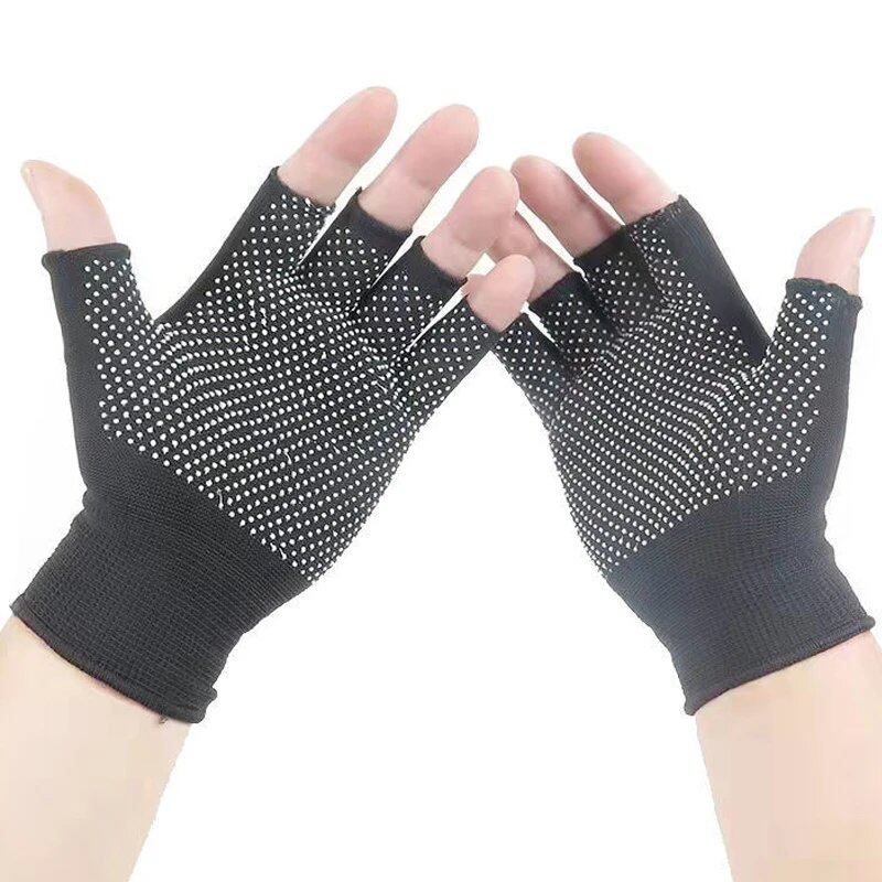 1/5/10 Pairs of Non-Slip Touchscreen Compatible Half-Finger Nylon Cycling Gloves for Summer, Outdoor Fitness, Breathable, Imported