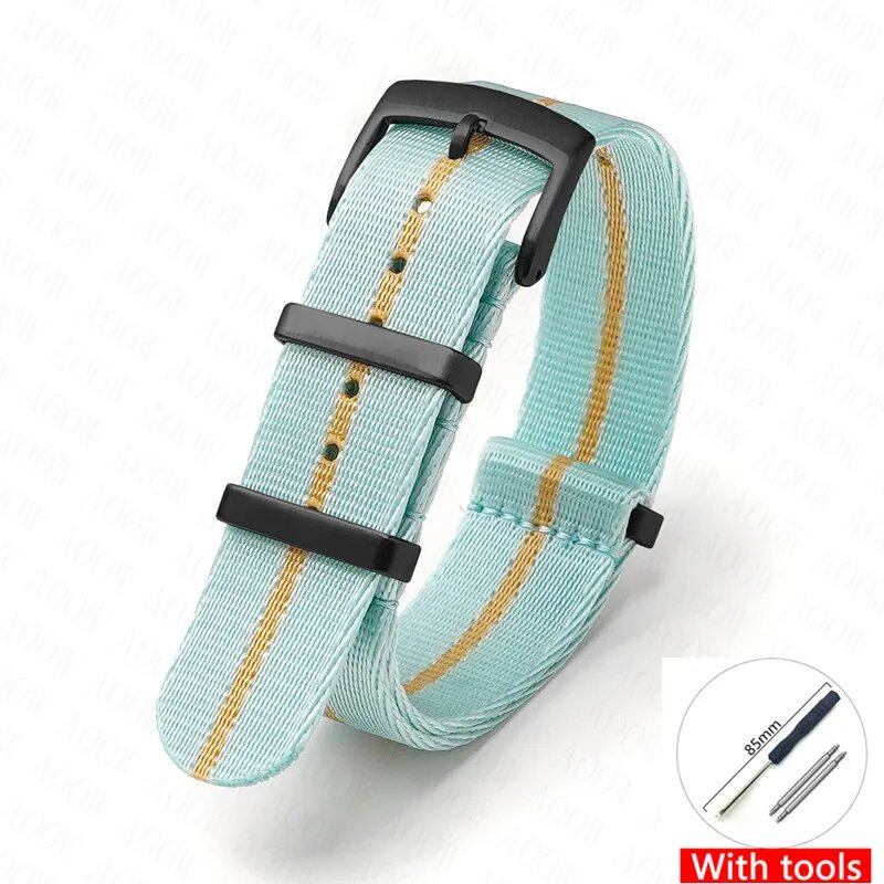 Nylon Strap for Omega Moonwatch, Speedmaster, and Seamaster 300 - Seiko 18mm, 20mm, 22mm, and 24mm Men's Sports Canvas Watch Bracelet, Band Color: mm, Parallel Import