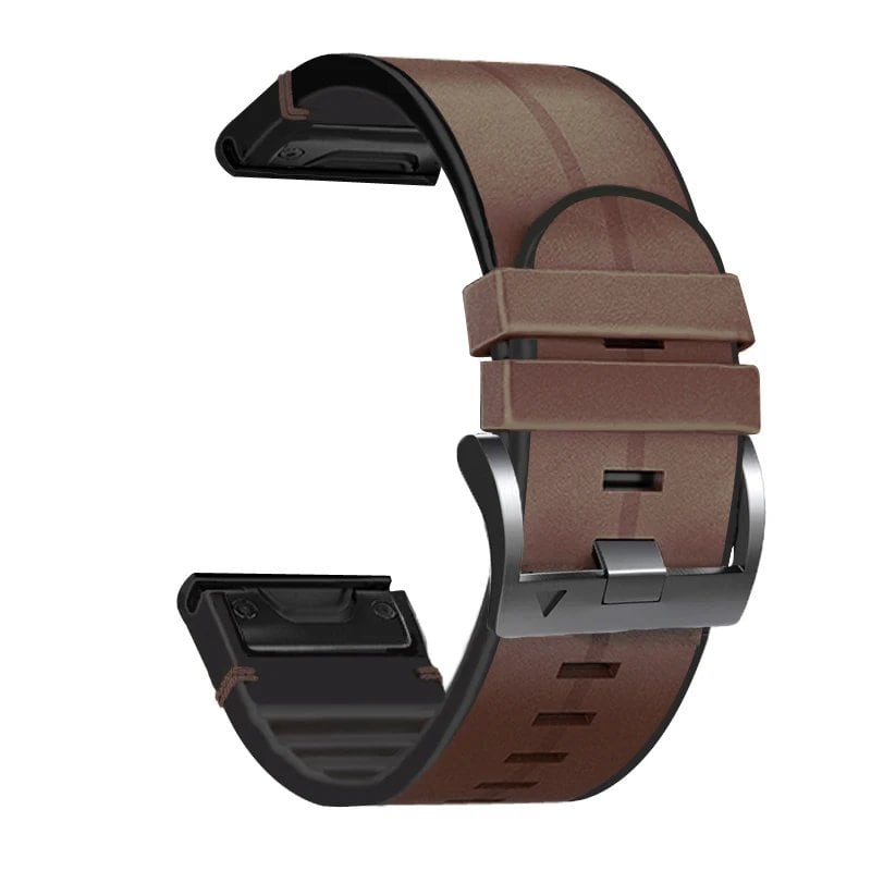 Synthetic Leather Silicone Quick Fit Strap for Garmin Fenix 8 51mm/47mm, Fenix E 7, 7X Pro, 6X, 6 Pro, 5, and 5X Plus. Band Color: Parallel Import.