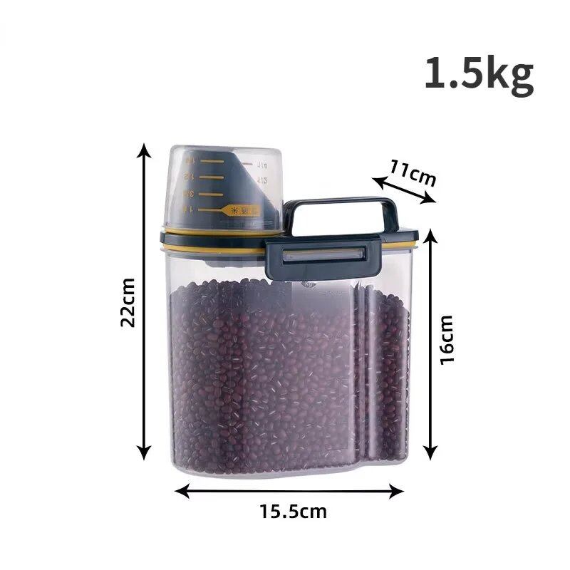 1.5kg/2kg Plastic Storage Container for Dog and Cat Food, with Measuring Cup, Moisture-Proof Sealed Jar, Pet Supplies Accessory, Color: Parallel Import