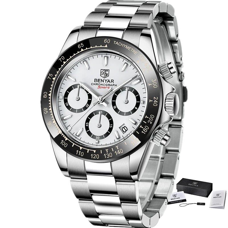 Veneer Men's Luxury Sports Watch, Waterproof Stainless Steel Quartz Chronograph Watch, Relojo Ombre, Parallel Import