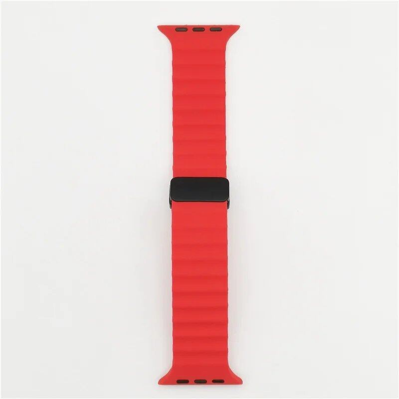 Magnetic Buckle Strap for Apple Watch - Compatible with Ultra 2/SE/Series 3-9, 49mm/45mm/44mm/40mm/41mm/38mm/42mm Silicone Bracelet, Band Color: mm, Parallel Import