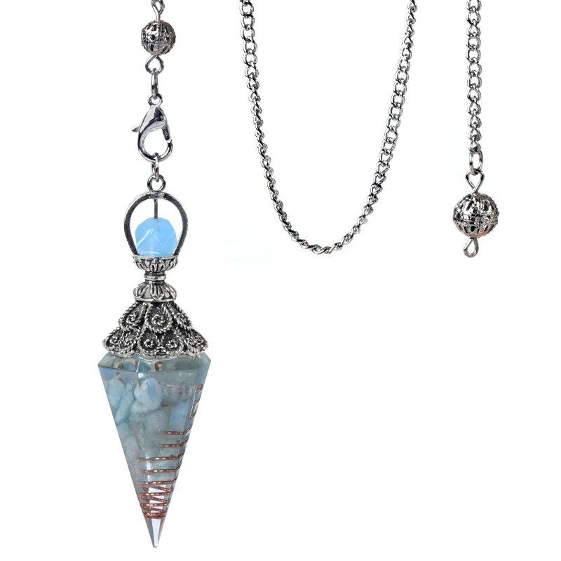 1 Orgone Pendulum for Energy Healing, Chakra Divination, with Tip, Natural Crystal Stone Chip Bead Pendant, Yoga, Meditation Pendant; Product Diameter: 18 x 60mm, Parallel Import