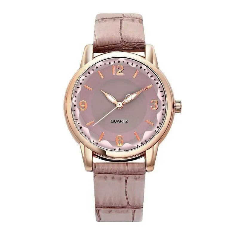 Leather Strap Women's Watch with Polygonal Glass, Luxury Quartz Watch, Creative Fashion, Parallel Import