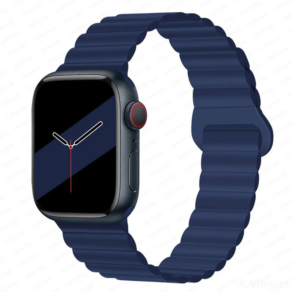 Silicone Loop Magnetic Strap for Apple Watch - Compatible with iWatch Series 8/SE/6/7/Ultra 2/9/10 (44mm/40mm/45mm/49mm/41mm/42mm/46mm) - Band Color: mm; Ships from: Parallel Import
