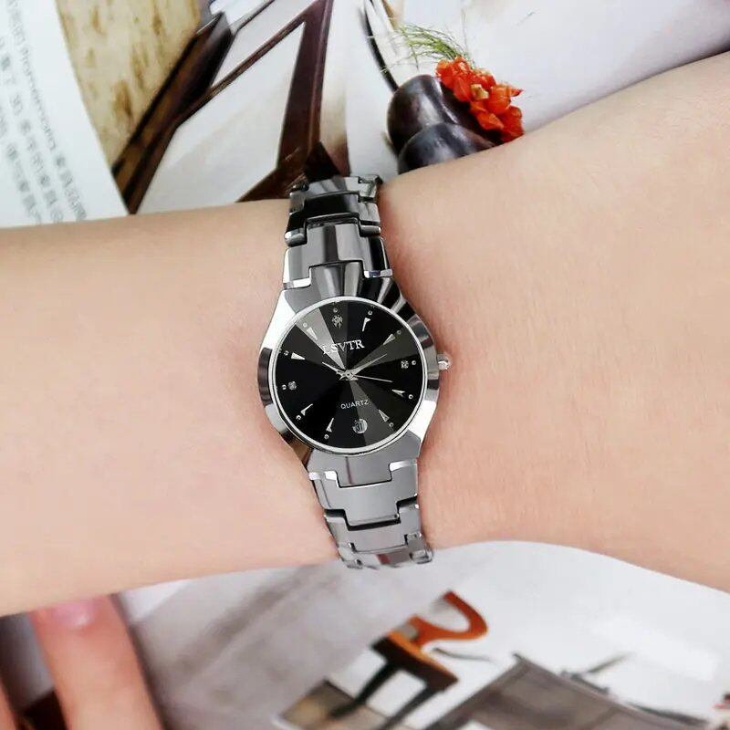 YIKAZE Business Quartz Watch, Waterproof, Stainless Steel, Luxury, Calendar, Date Function, Couple's Watch, Color: Parallel Import