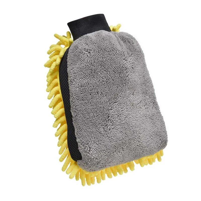 1/5-Count Car Washing Gloves, Waterproof Microfiber Chenille Gloves, Car Cleaning Mitt with Detailing Brush, Auto Care, Double-Sided Gloves, Size: Parallel Import