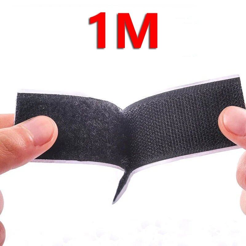 1/3/5 Meter Strong Adhesive Velcro Tape for DIY Crafts, Nylon Sticker Tape with Adhesive, 20-50mm, Black, Size: Meter, Parallel Import