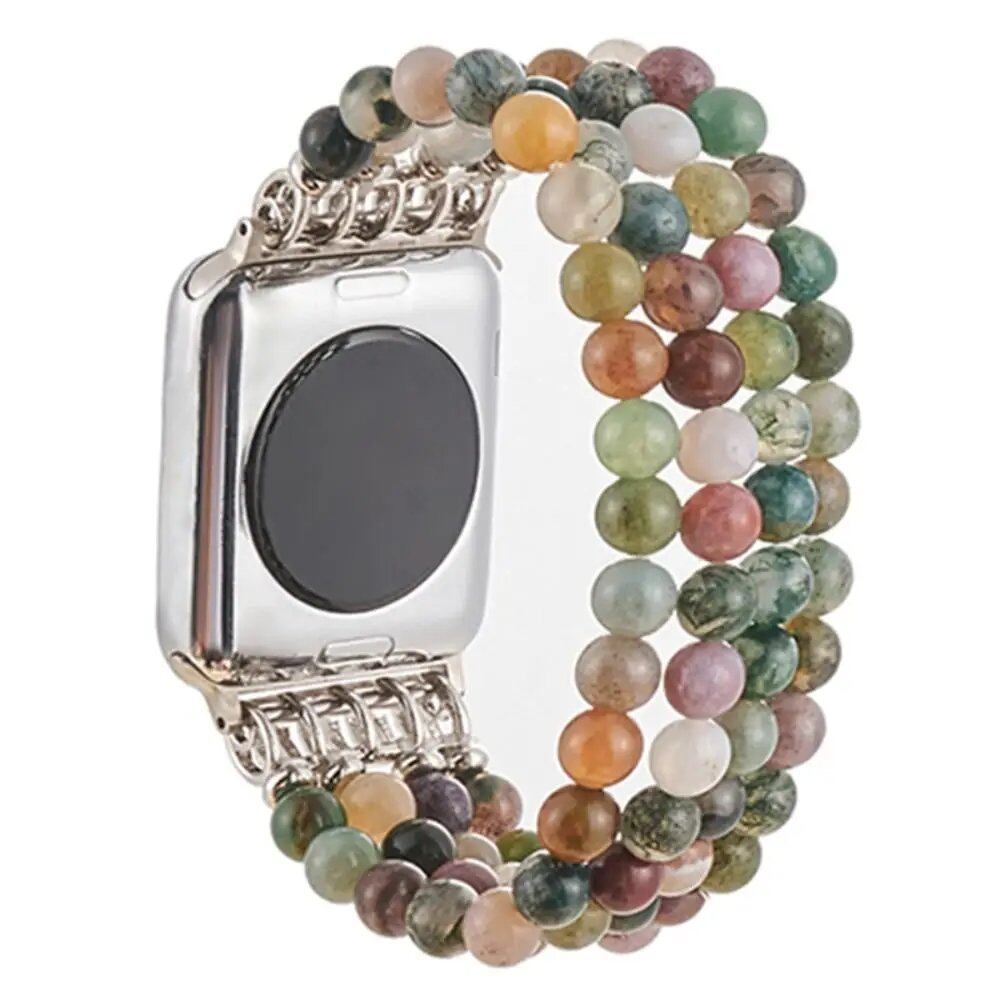 Trendy Stretch Stone Beaded Watch Strap, Watch Accessory Bracelet for 38mm/49mm Apple Watch, Band Color: mm, Parallel Import