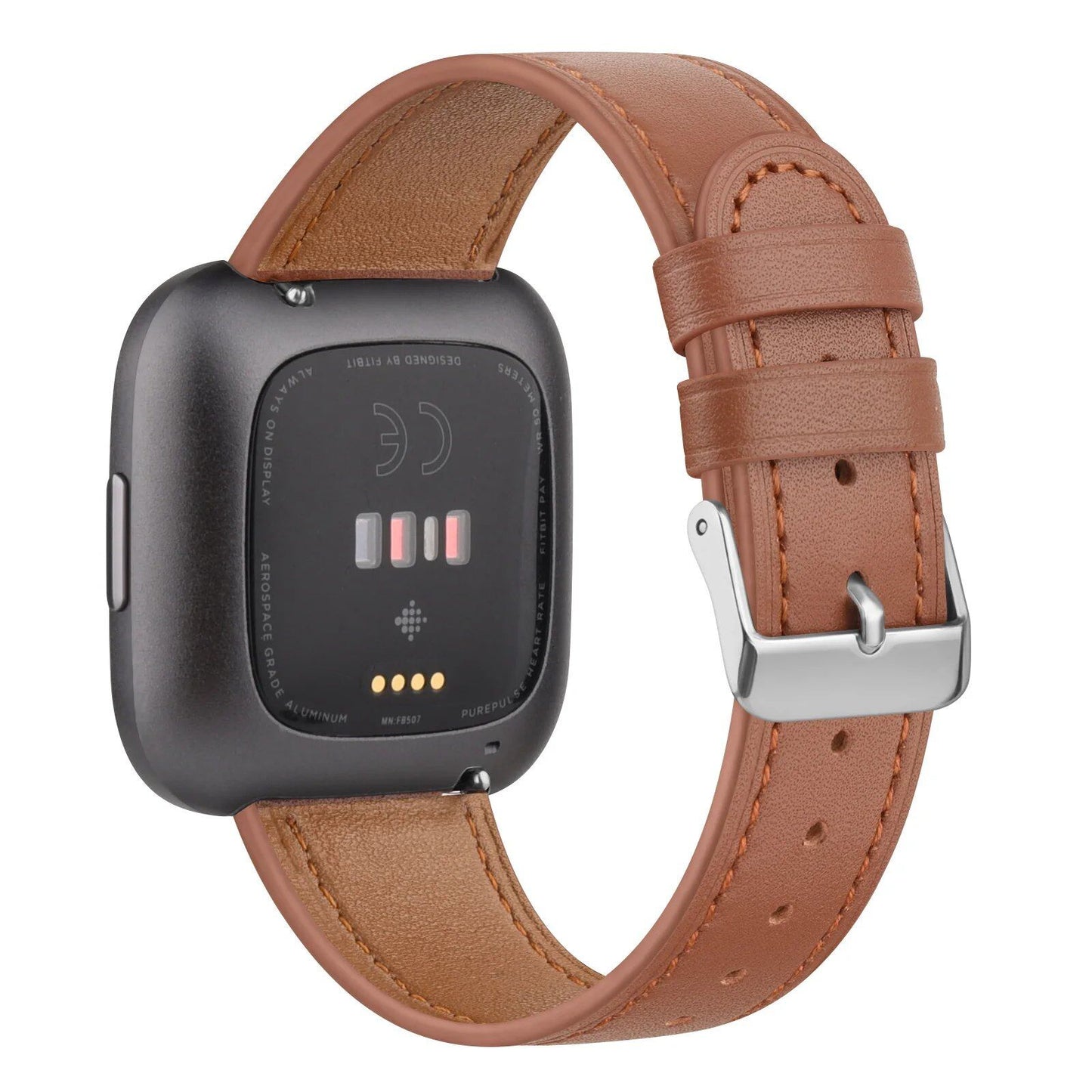100% Genuine Leather Replacement Wristband Strap for Fitbit Versa 2/3/4/Lite/Sense/Sense 2. Band Color: Parallel Import.