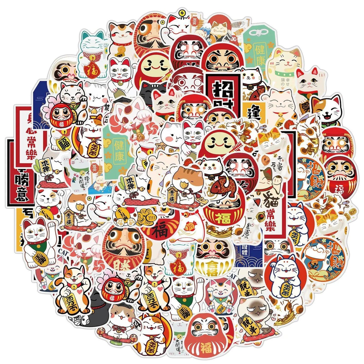 10/30/50 Sheets of Cute Maneki Neko Stickers, Japanese Cartoon Design, Waterproof, for Skateboarding, Travel, Smartphones, Laptops, Luggage, Classic Toys, Kids Stickers, Parallel Import
