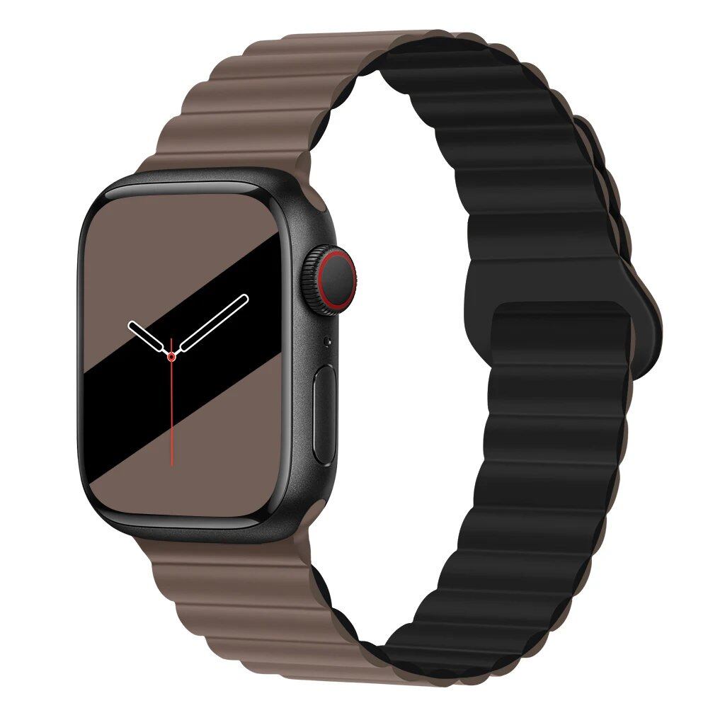 Silicone Loop Magnetic Strap for Apple Watch - Compatible with iWatch Series 8/SE/6/7/Ultra 2/9/10 (44mm/40mm/45mm/49mm/41mm/42mm/46mm) - Band Color: mm; Ships from: Parallel Import